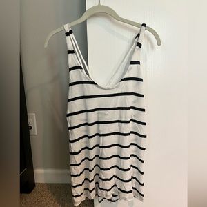 CHASER Black & White Stripe Double Strap Tank